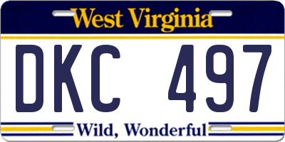 WV license plate DKC497