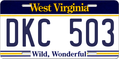 WV license plate DKC503