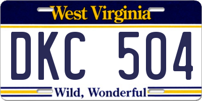 WV license plate DKC504