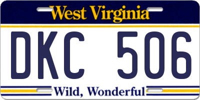 WV license plate DKC506