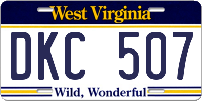 WV license plate DKC507