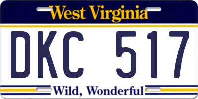 WV license plate DKC517