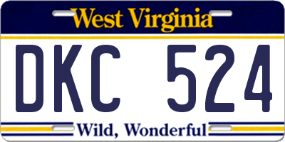 WV license plate DKC524