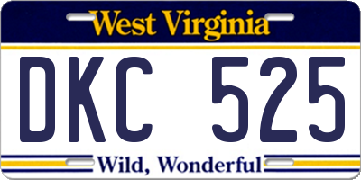 WV license plate DKC525