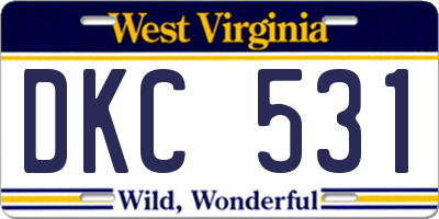 WV license plate DKC531