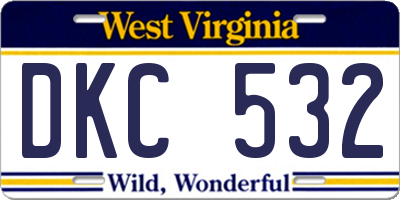 WV license plate DKC532
