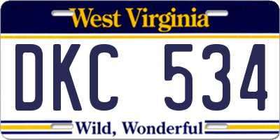 WV license plate DKC534