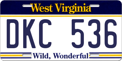 WV license plate DKC536