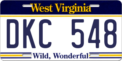 WV license plate DKC548