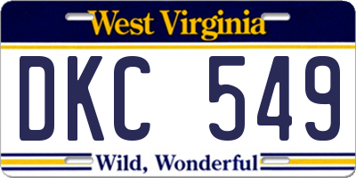 WV license plate DKC549