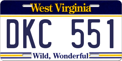 WV license plate DKC551