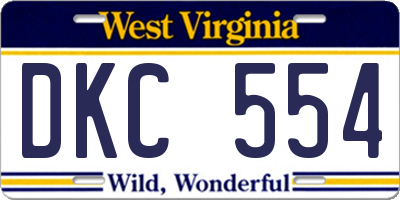WV license plate DKC554