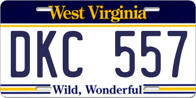 WV license plate DKC557