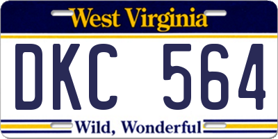 WV license plate DKC564