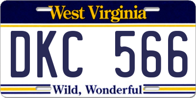 WV license plate DKC566