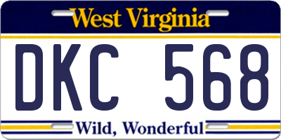 WV license plate DKC568