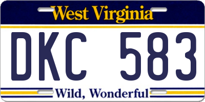 WV license plate DKC583