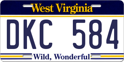 WV license plate DKC584