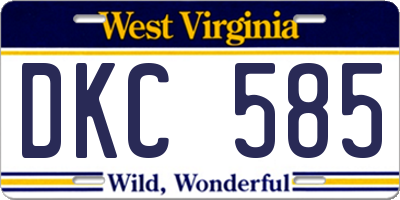 WV license plate DKC585
