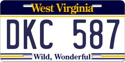 WV license plate DKC587