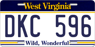 WV license plate DKC596