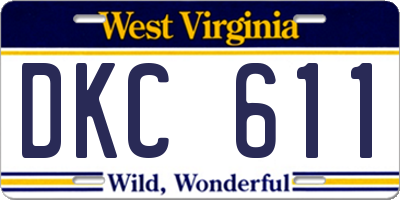 WV license plate DKC611