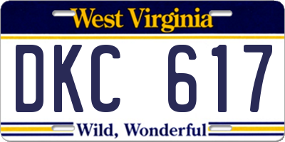 WV license plate DKC617