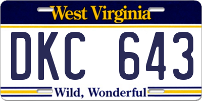 WV license plate DKC643