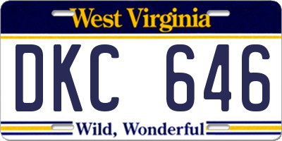 WV license plate DKC646