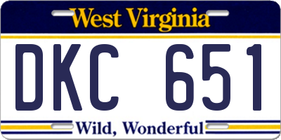WV license plate DKC651
