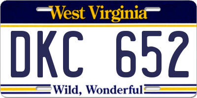 WV license plate DKC652