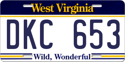 WV license plate DKC653