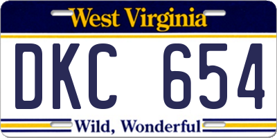 WV license plate DKC654