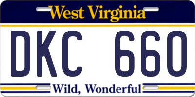 WV license plate DKC660