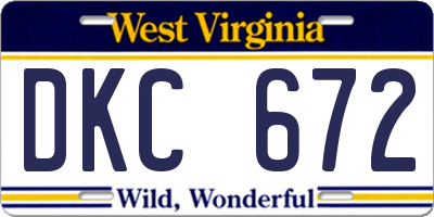WV license plate DKC672