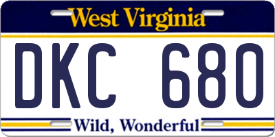 WV license plate DKC680