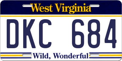 WV license plate DKC684