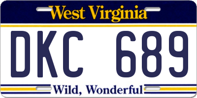 WV license plate DKC689