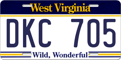WV license plate DKC705