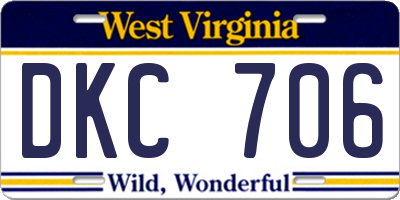 WV license plate DKC706