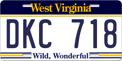 WV license plate DKC718