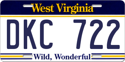 WV license plate DKC722