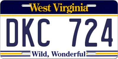 WV license plate DKC724