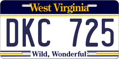 WV license plate DKC725