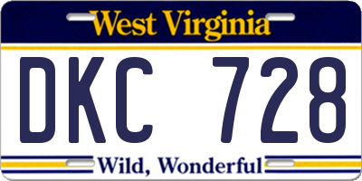 WV license plate DKC728