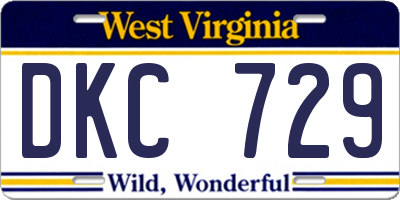 WV license plate DKC729