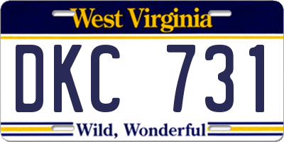 WV license plate DKC731