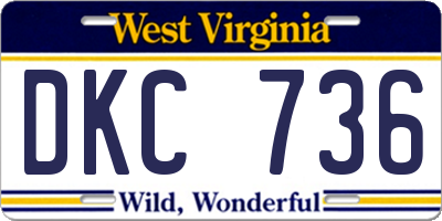 WV license plate DKC736