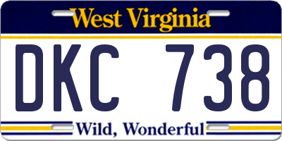 WV license plate DKC738