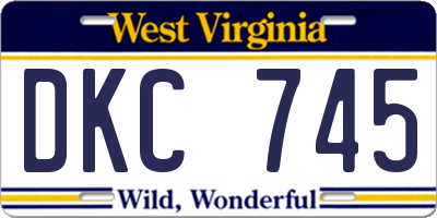 WV license plate DKC745